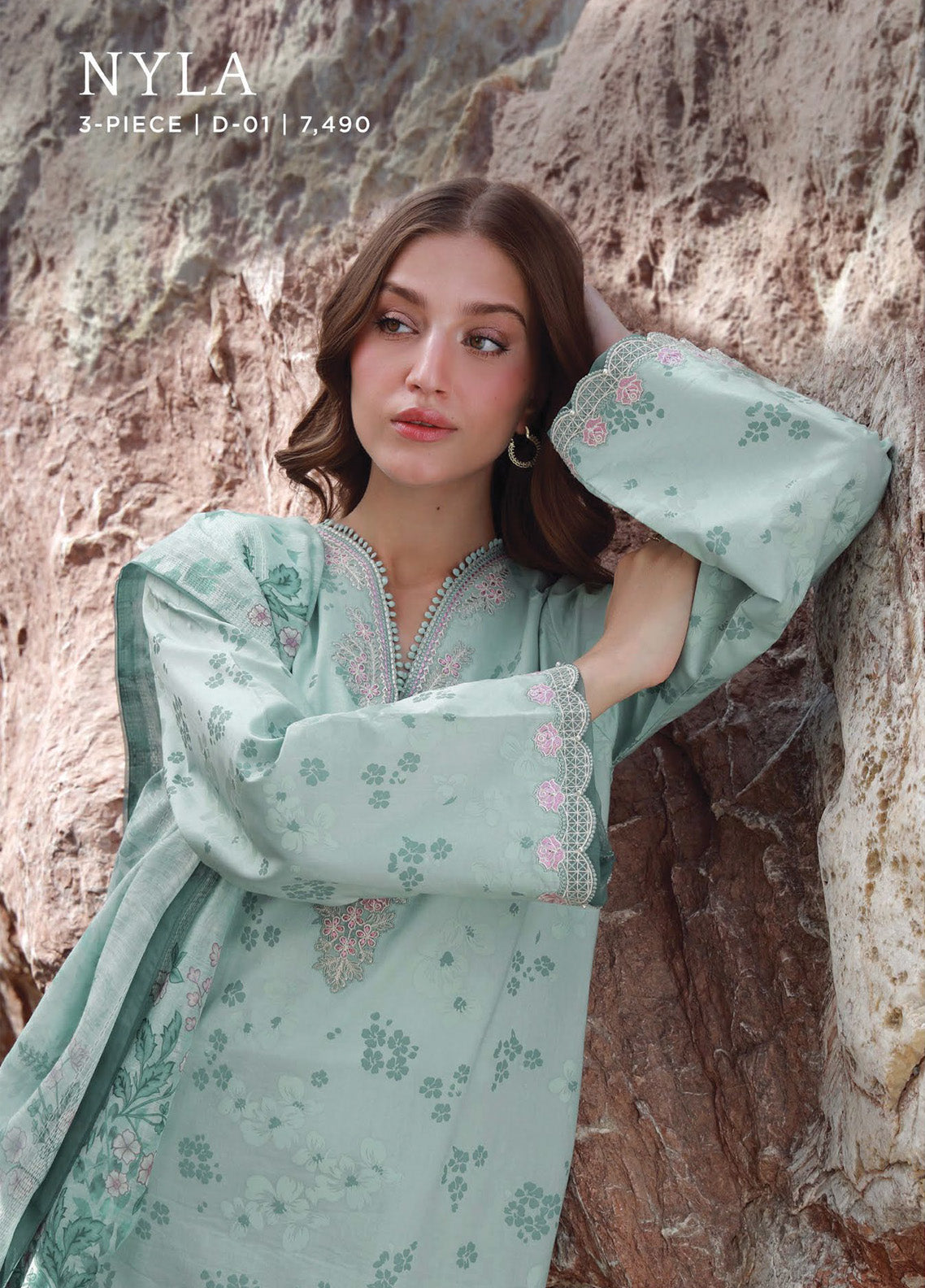 Afsanah By Seran Embroidered Lawn 3 Piece Unstitched Suit SRN25AC1 D-01 NYLA Afsanah By Seran Embroidered Lawn 3 Piece Unstitched Suit SRN25AC1 D-01 NYLA