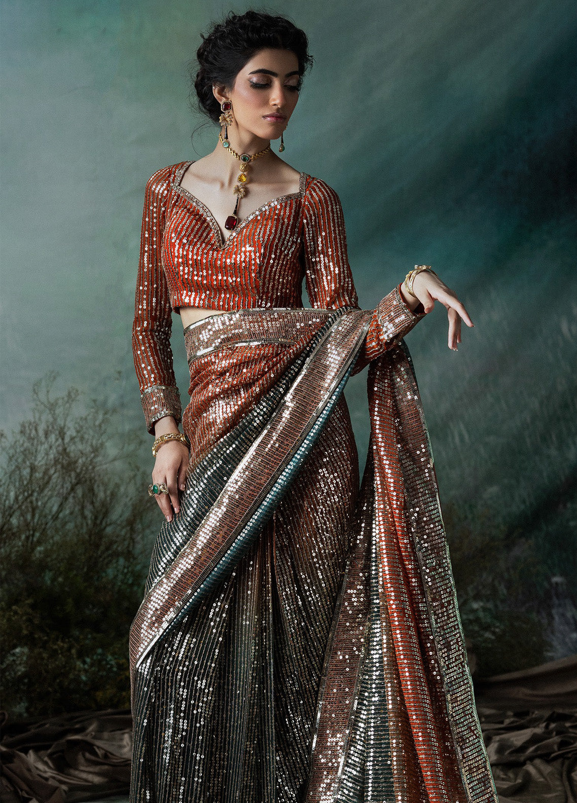Aik Atelier The Saree Edit Embroidered Chiffon 3 Piece Unstitched Suit AIK24SEV1 LOOK-02 Aik Atelier The Saree Edit Embroidered Chiffon 3 Piece Unstitched Suit AIK24SEV1 LOOK-02