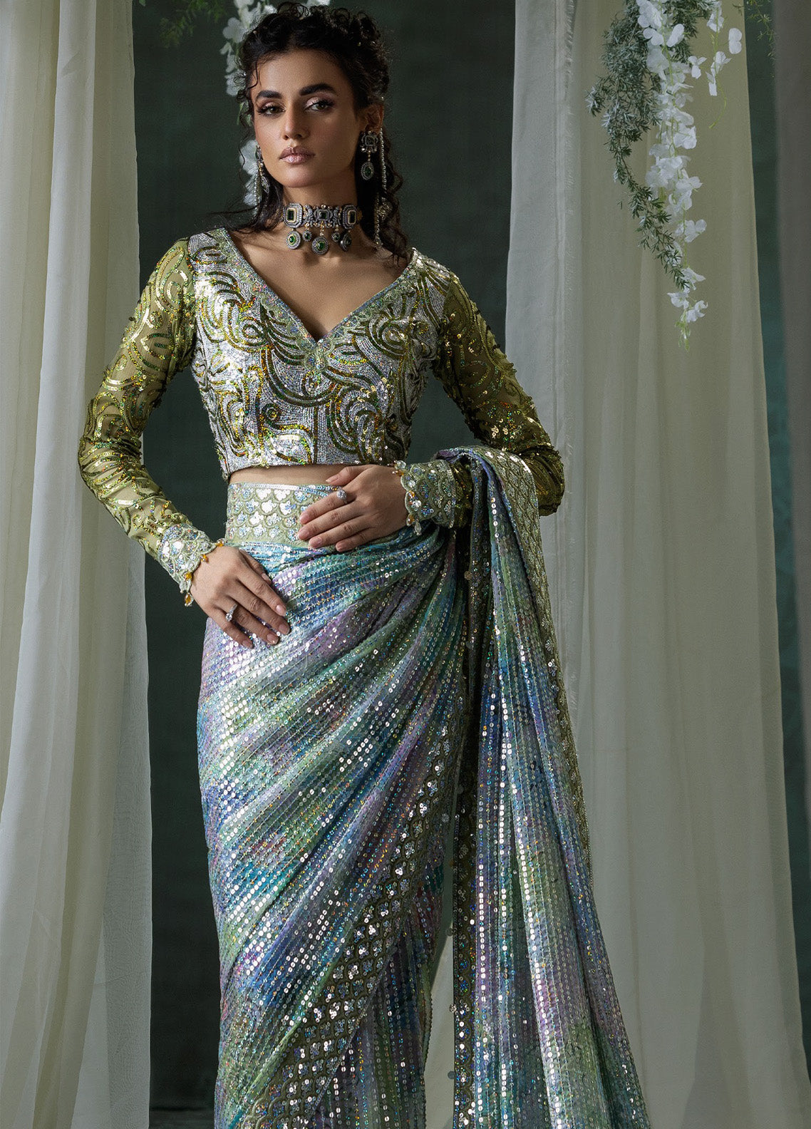 Aik Atelier The Saree Edit Embroidered Chiffon 3 Piece Unstitched Suit AIK24SEV1 LOOK-06 Aik Atelier The Saree Edit Embroidered Chiffon 3 Piece Unstitched Suit AIK24SEV1 LOOK-06