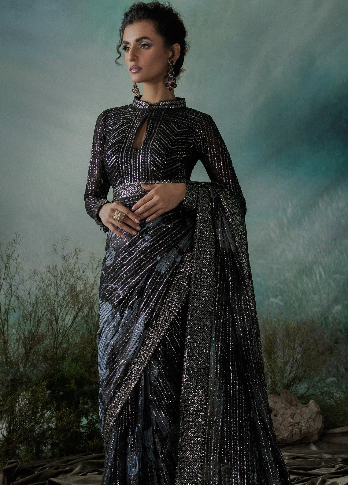 Aik Atelier The Saree Edit Embroidered Chiffon 3 Piece Unstitched Suit AIK24SEV1 LOOK-08 Aik Atelier The Saree Edit Embroidered Chiffon 3 Piece Unstitched Suit AIK24SEV1 LOOK-08