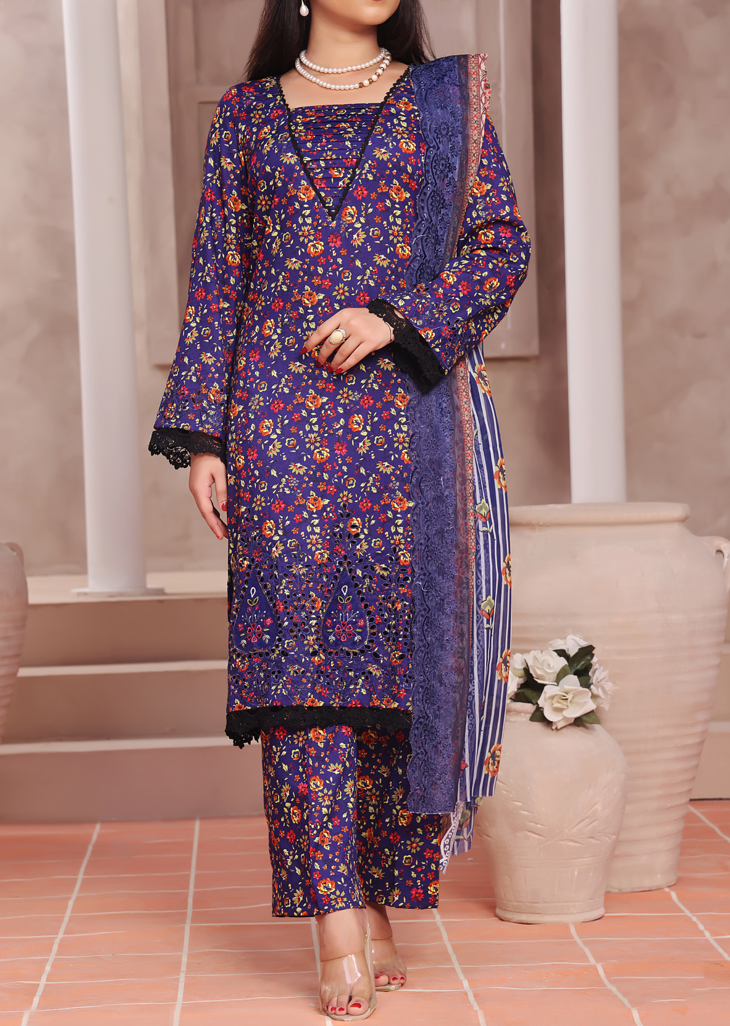 Aiza & Momina By VS Textile Chikankari Cotton 3 Piece Unstitched Suit VS24A&M-CC D-57 Aiza & Momina By VS Textile Chikankari Cotton 3 Piece Unstitched Suit VS24A&M-CC D-57