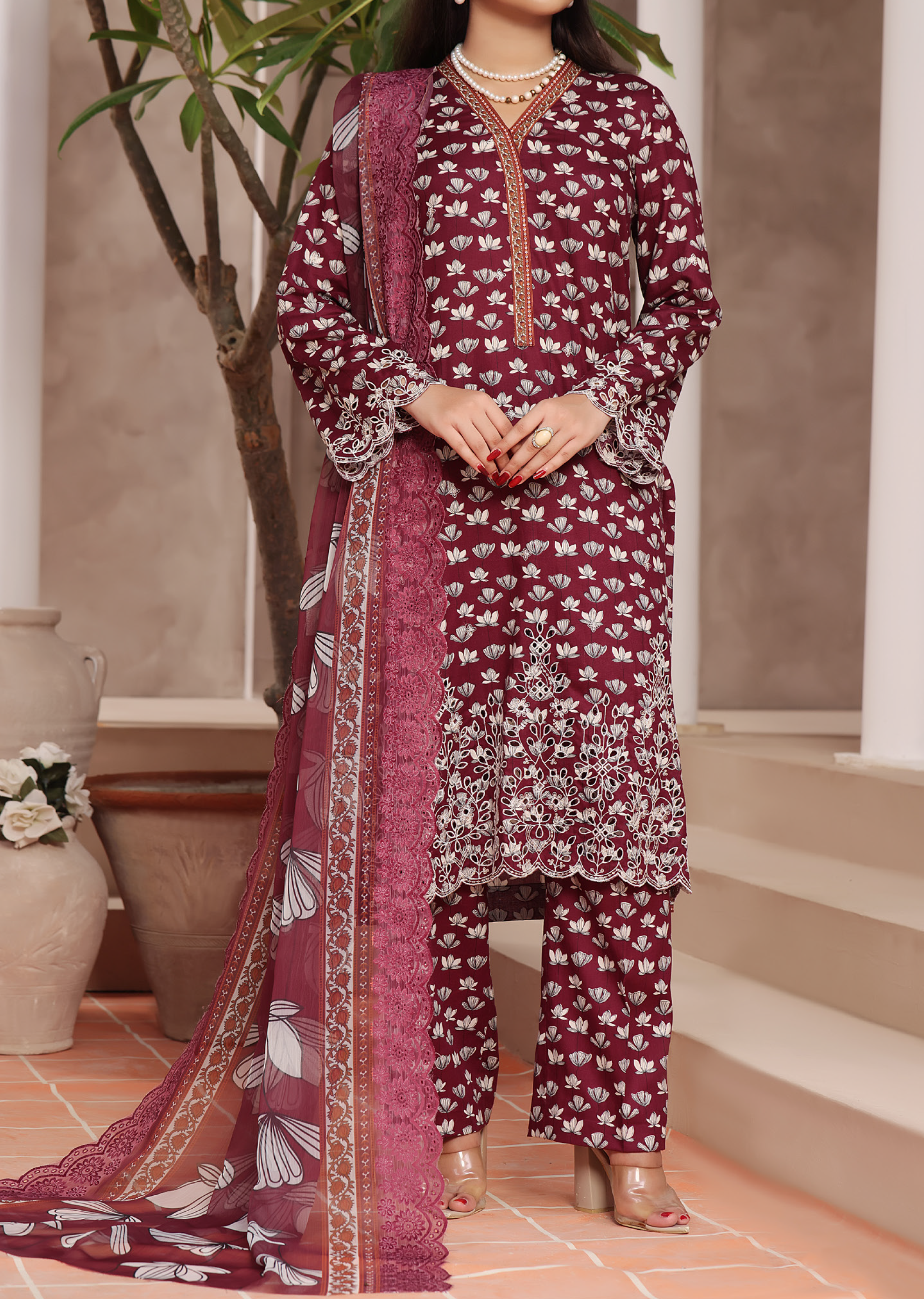Aiza & Momina By VS Textile Chikankari Cotton 3 Piece Unstitched Suit VS24A&M-CC D-58 Aiza & Momina By VS Textile Chikankari Cotton 3 Piece Unstitched Suit VS24A&M-CC D-58