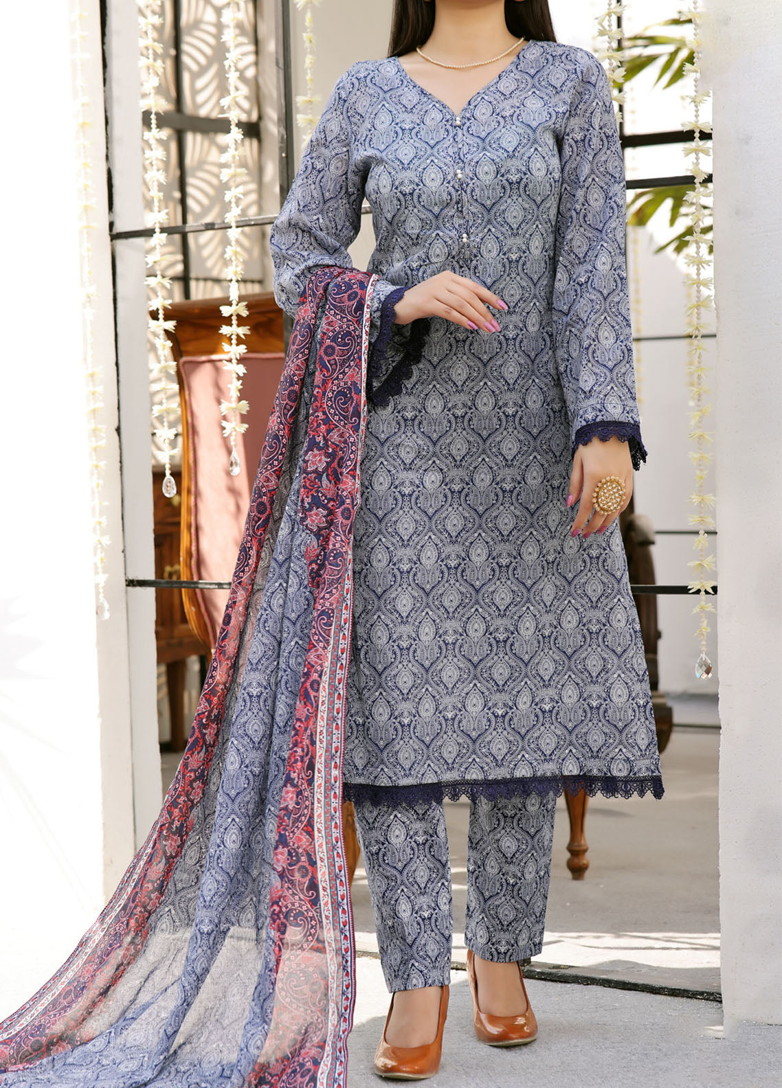 Aiza & Momina By VS Textile Printed Lawn 3 Piece Unstitched Suit VST24A&M V2 D-318 Aiza & Momina By VS Textile Printed Lawn 3 Piece Unstitched Suit VST24A&M V2 D-318