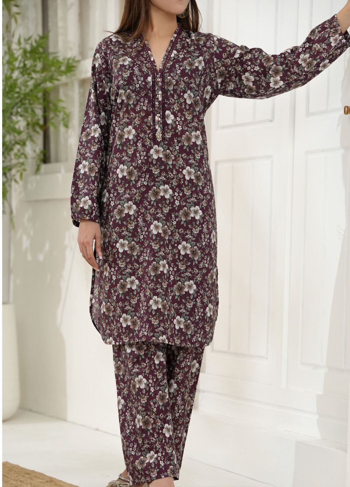 Aizal Co-Ord's Printed Lawn 2 Piece Stitched Suit AL26CO D-714 Aizal Co-Ord's Printed Lawn 2 Piece Stitched Suit AL26CO D-714