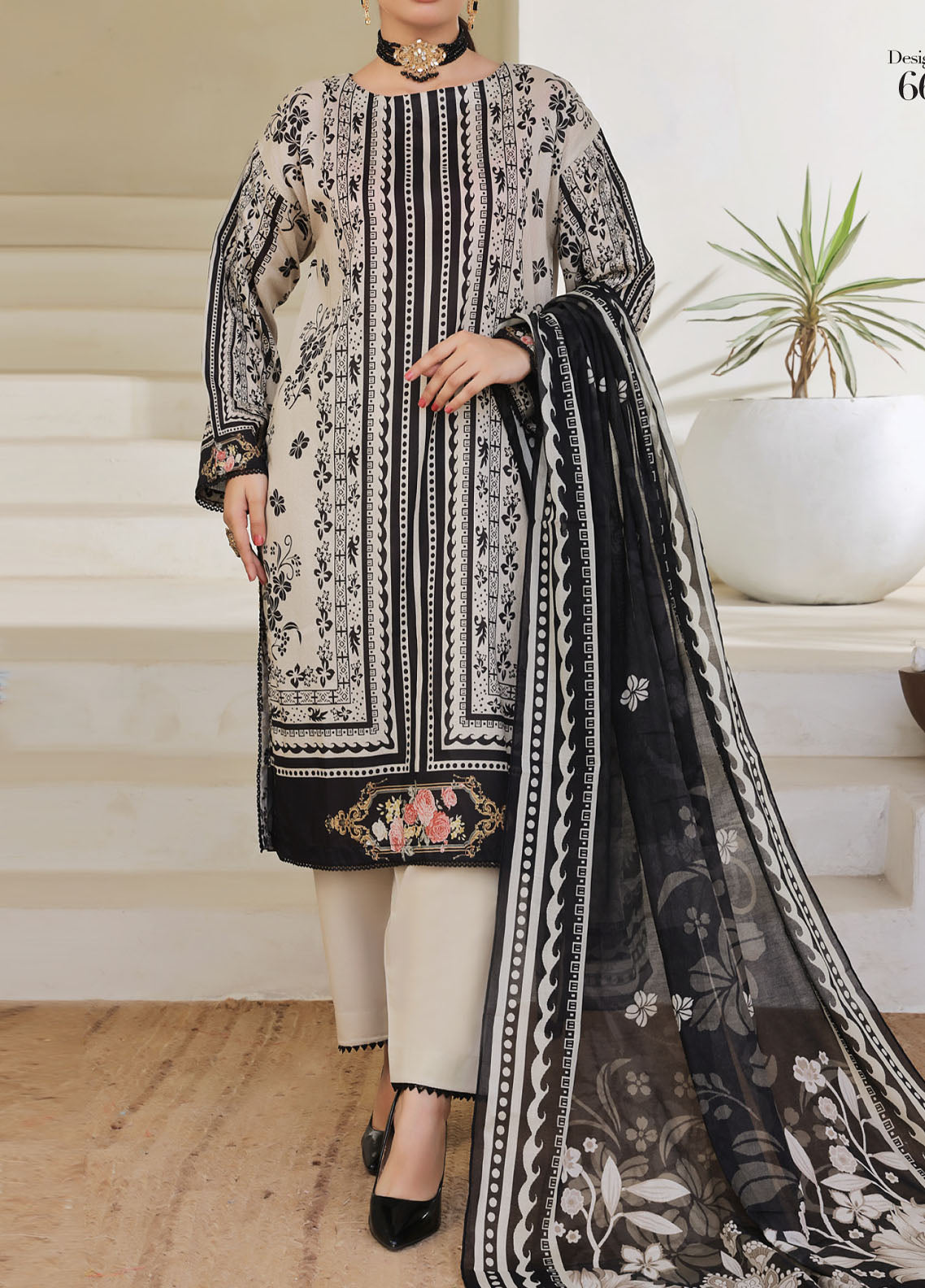 Aizal Printed Lawn 3 Piece Stitched Suit AL25PLV1 D-660 Aizal Printed Lawn 3 Piece Stitched Suit AL25PLV1 D-660