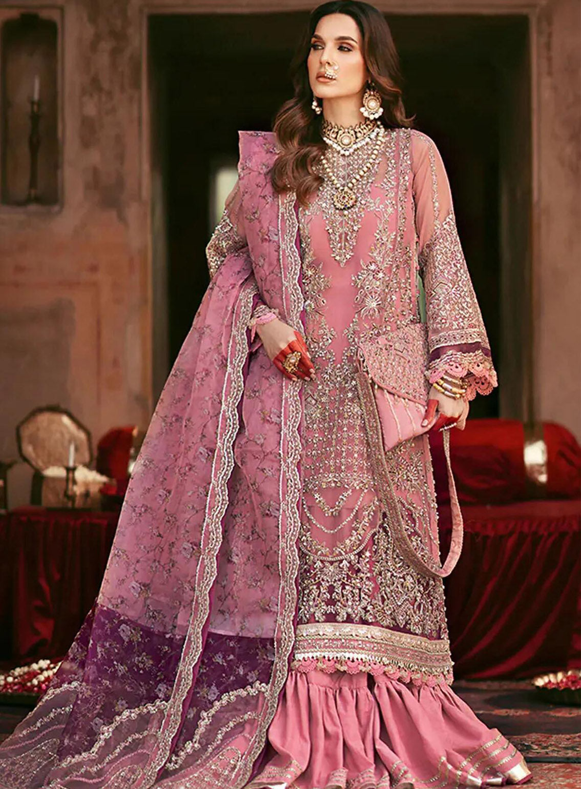 AJR Couture Luxury Embroidered Organza 3 Piece Unstitched Suit ARJC24L AFF-02 FEZ AJR Couture Luxury Embroidered Organza 3 Piece Unstitched Suit ARJC24L AFF-02 FEZ