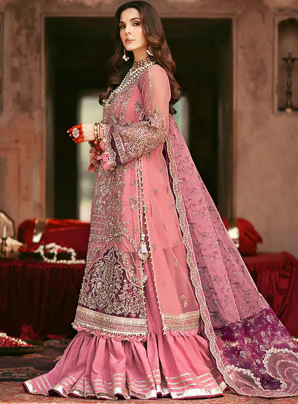 AJR Couture Luxury Embroidered Organza 3 Piece Unstitched Suit ARJC24L AFF-02 FEZ AJR Couture Luxury Embroidered Organza 3 Piece Unstitched Suit ARJC24L AFF-02 FEZ