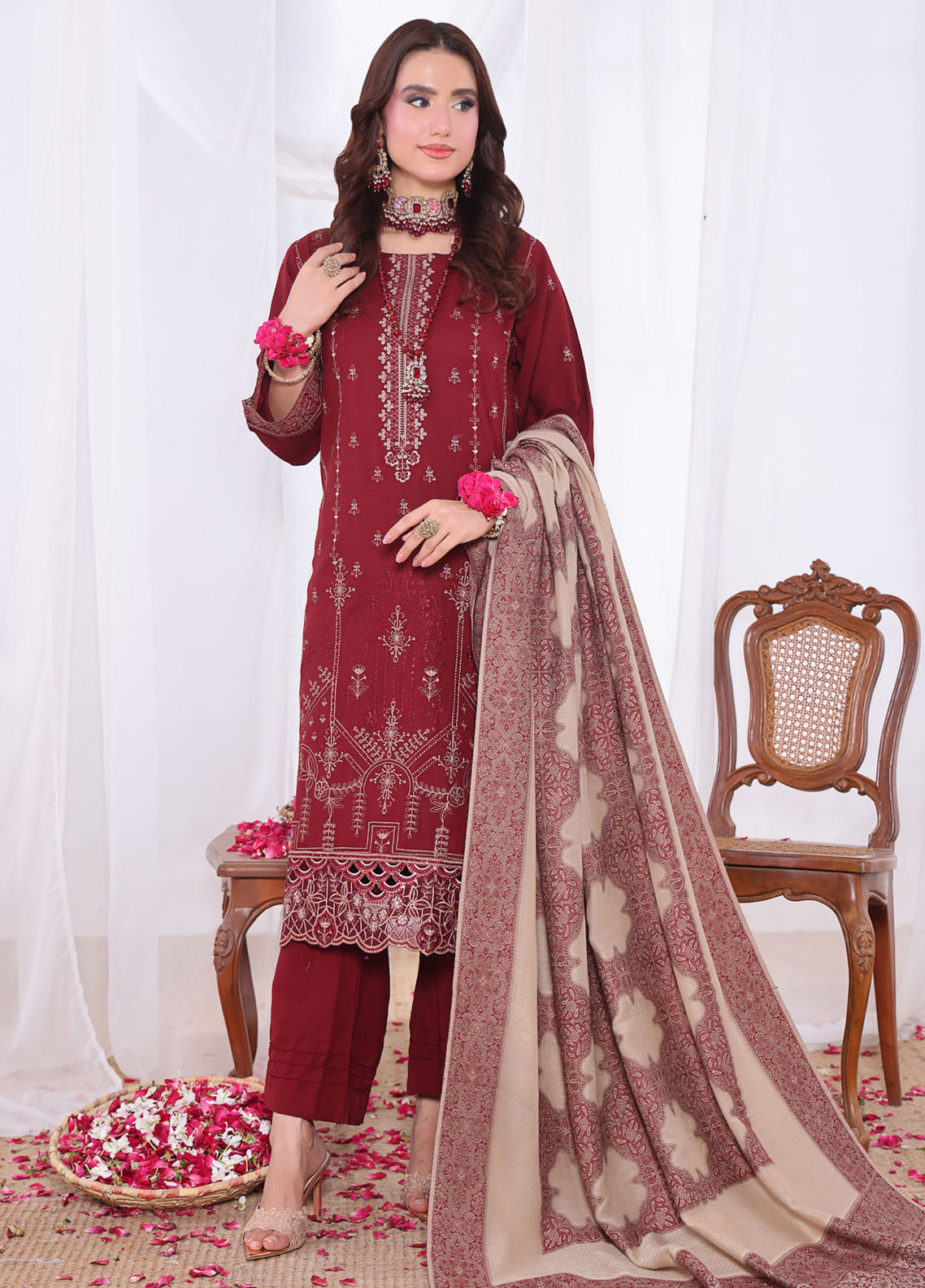 Alif By Schick Embroidered Slub Dhanak Peach 3 Piece Unstitched Suit SDH25ADP D-WJ-01 Alif By Schick Embroidered Slub Dhanak Peach 3 Piece Unstitched Suit SDH25ADP D-WJ-01