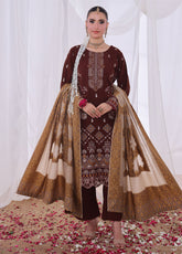 Alif By Schick Embroidered Slub Dhanak Peach 3 Piece Unstitched Suit SDH25ADP D-WJ-06