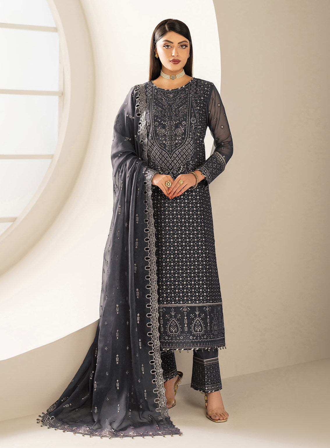 Alizeh Formals Embroidered Chiffon 3 Piece Unstitched Suit AF25AF D-2188 AKOYA Alizeh Formals Embroidered Chiffon 3 Piece Unstitched Suit AF25AF D-2188 AKOYA