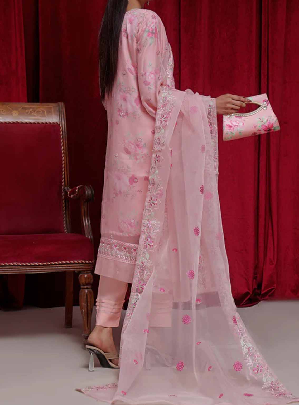Alyana By Pak Fabrics Embroidered Organza Semi Stitched 3 Piece Suit PF25LEO EAT-441 Alyana By Pak Fabrics Embroidered Organza Semi Stitched 3 Piece Suit PF25LEO EAT-441