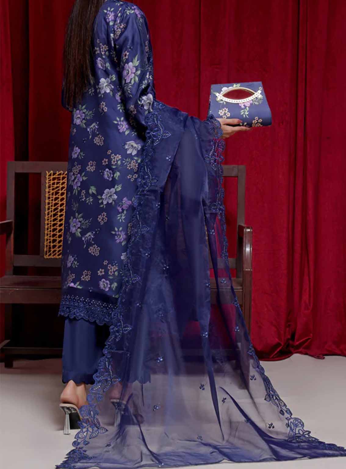 Alyana By Pak Fabrics Embroidered Organza Semi Stitched 3 Piece Suit PF25LEO EAT-442 Alyana By Pak Fabrics Embroidered Organza Semi Stitched 3 Piece Suit PF25LEO EAT-442