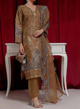 Alyana By Pak Fabrics Embroidered Organza Semi Stitched 3 Piece Suit PF25LEO EAT-444