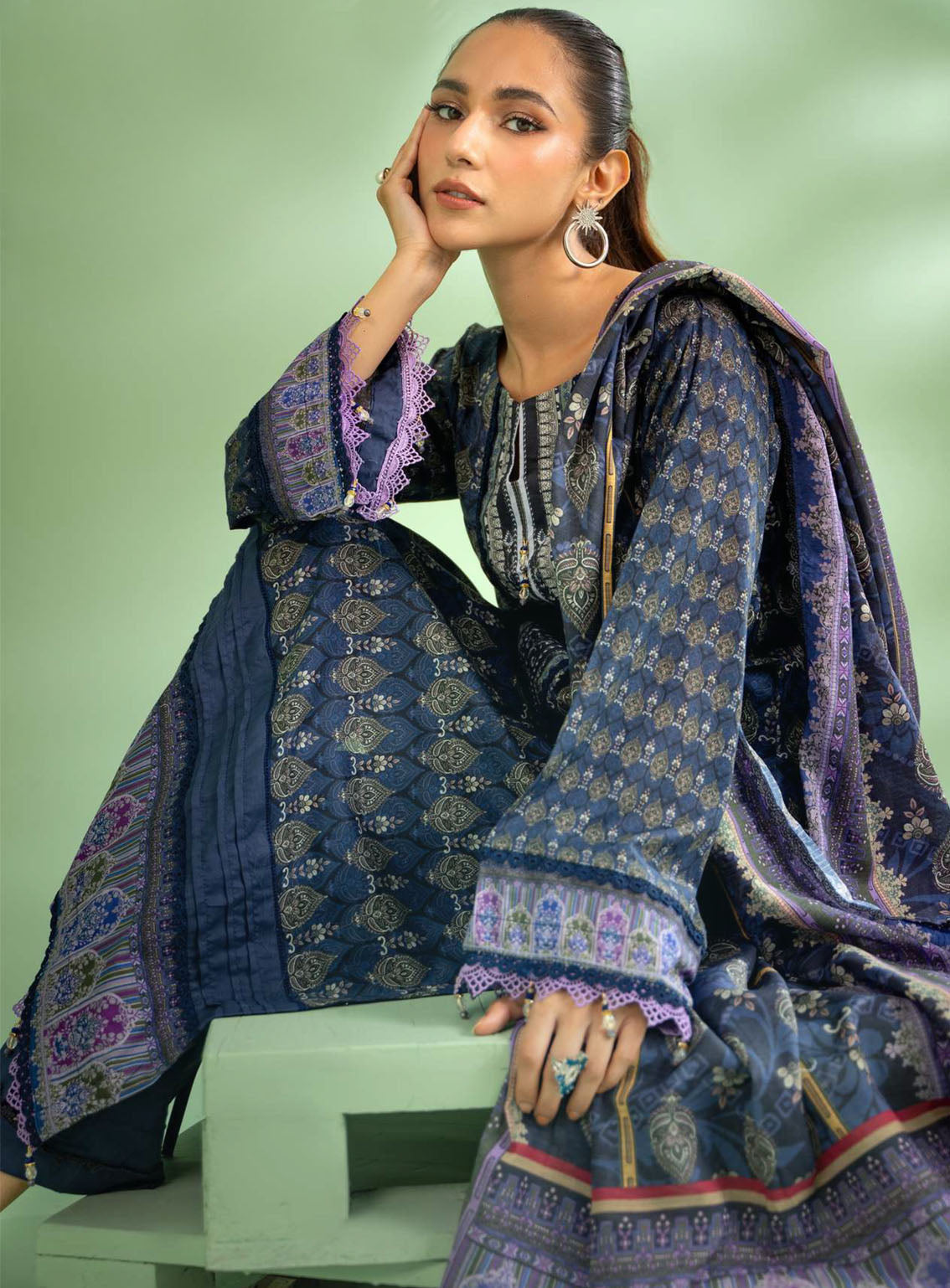 Alzohaib Colors Digital Printed Bana Doriya Dupatta Lawn 3 Piece Unstitched Suit AZ24CL CDB-02 Alzohaib Colors Digital Printed Bana Doriya Dupatta Lawn 3 Piece Unstitched Suit AZ24CL CDB-02