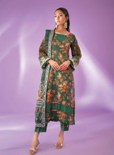 Alzohaib Colors Digital Printed Bana Doriya Dupatta Lawn 3 Piece Unstitched Suit AZ24CL CDB-07