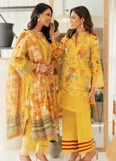 Alzohaib Sunshine Bloom Printed Cotton Satin 3 Piece Unstitched Suit AZ24SB SCS-04