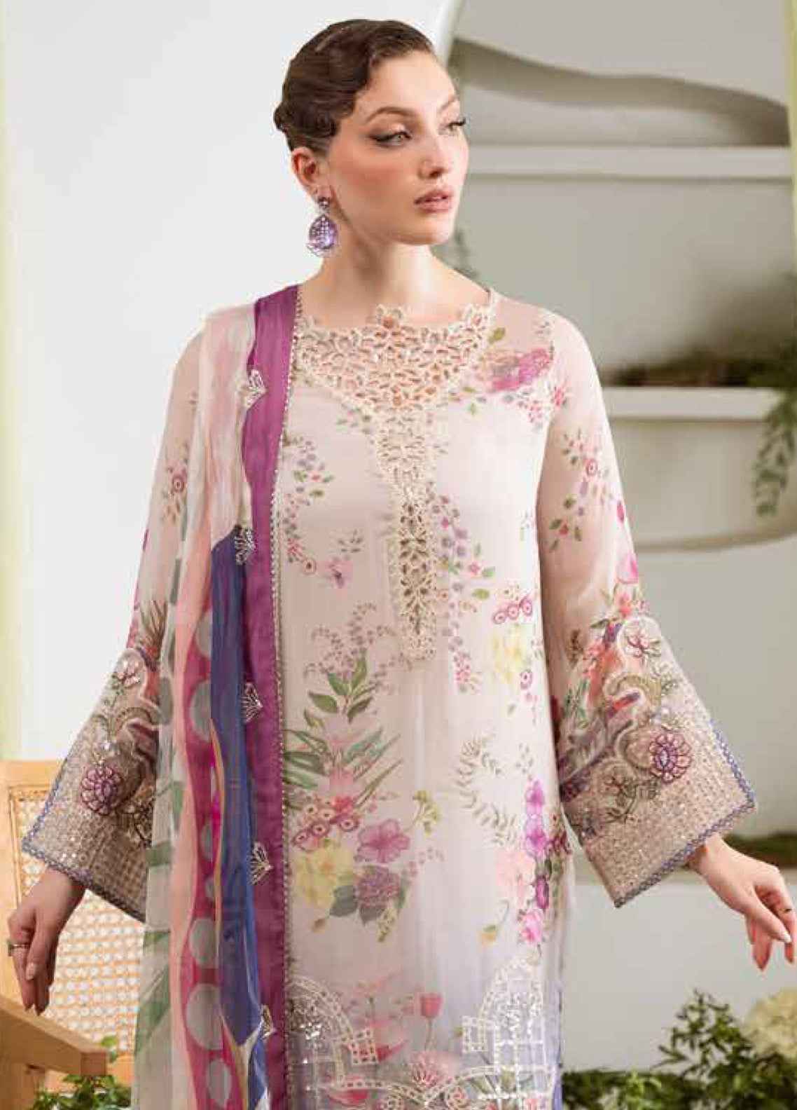 Amaya By Nureh Luxury Embroidered Chiffon 3 Piece Unstitched Suit NU25ALEC D-AM-19 Amaya By Nureh Luxury Embroidered Chiffon 3 Piece Unstitched Suit NU25ALEC D-AM-19