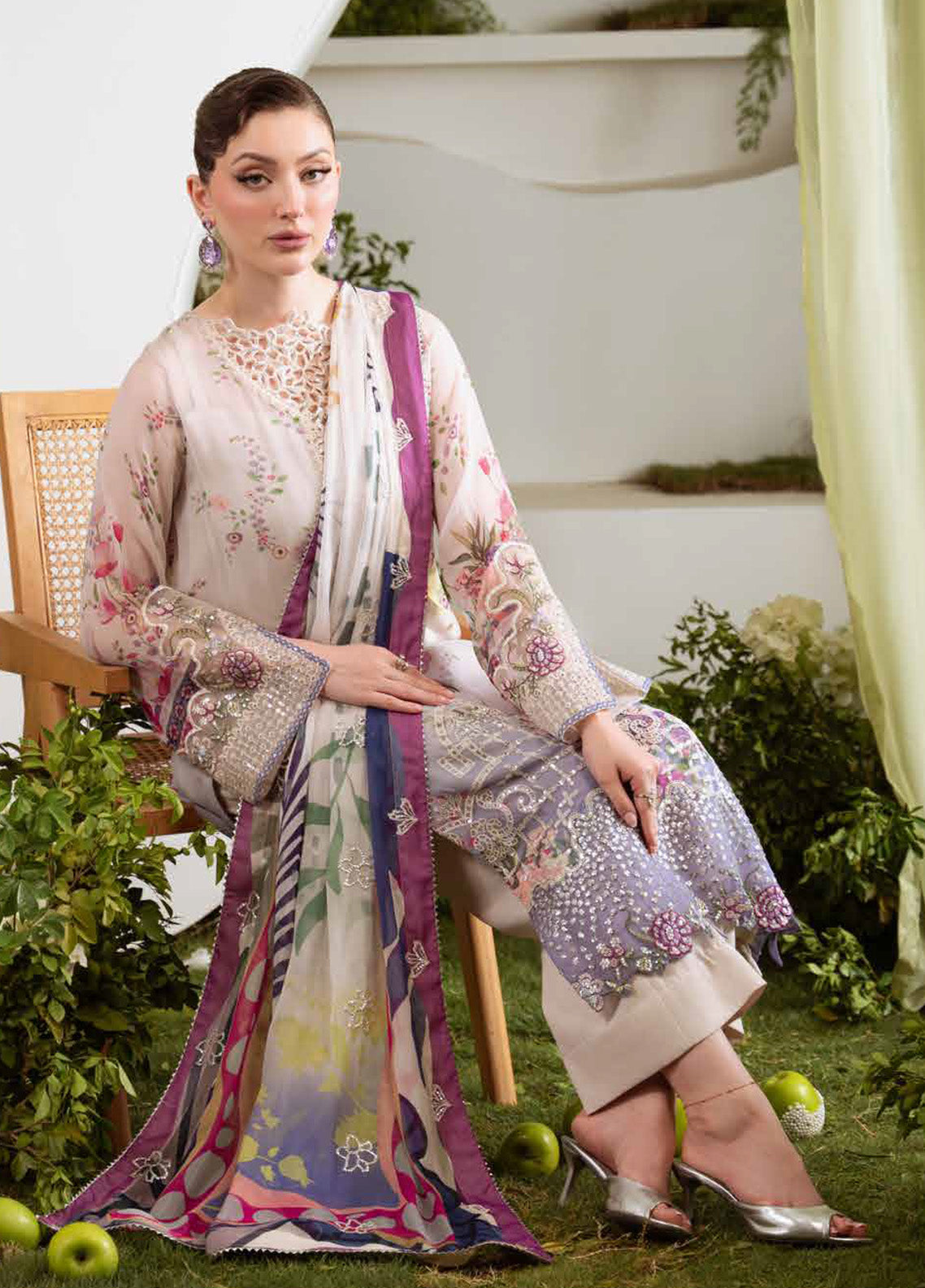 Amaya By Nureh Luxury Embroidered Chiffon 3 Piece Unstitched Suit NU25ALEC D-AM-19 Amaya By Nureh Luxury Embroidered Chiffon 3 Piece Unstitched Suit NU25ALEC D-AM-19