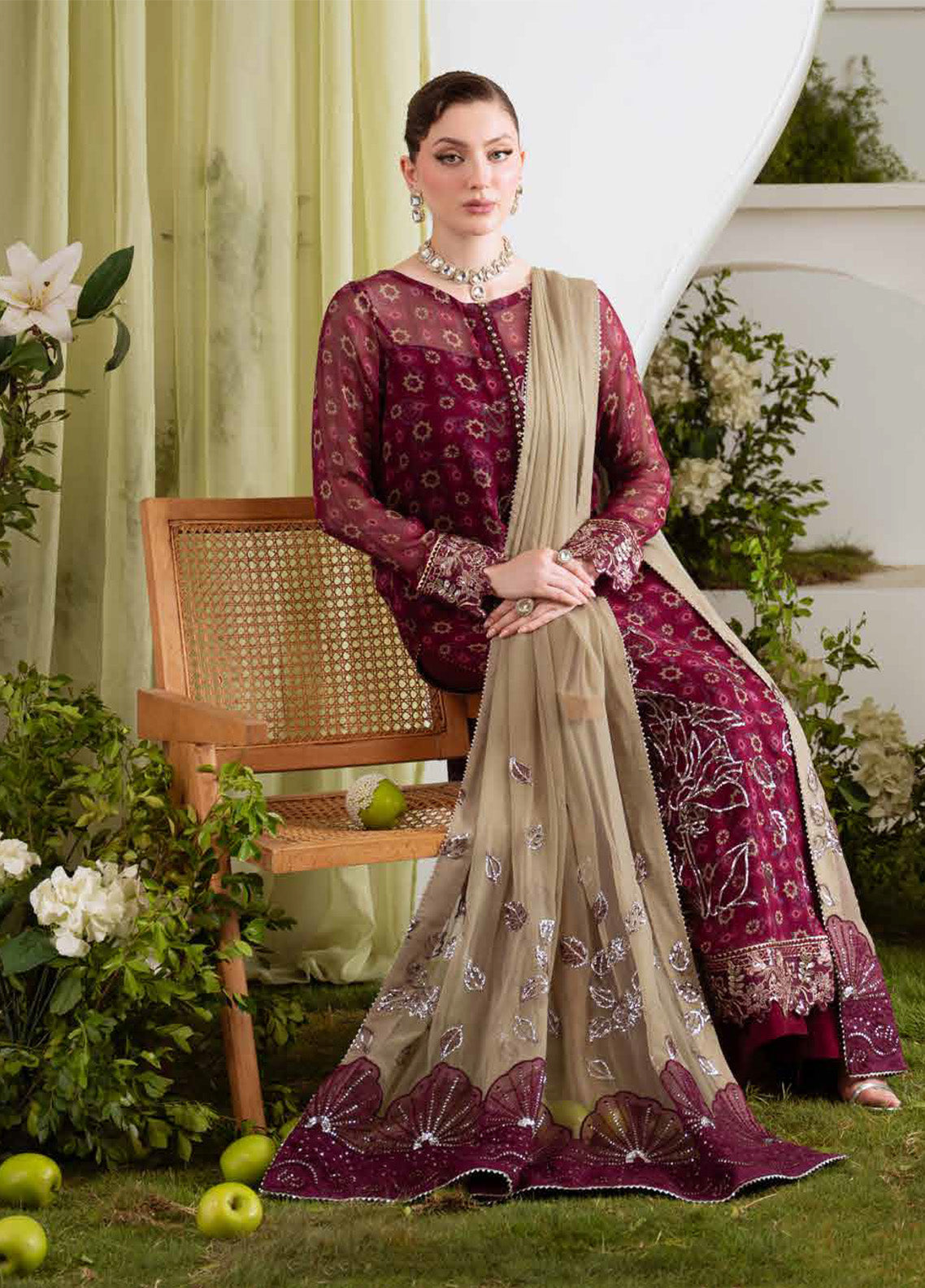 Amaya By Nureh Luxury Embroidered Chiffon 3 Piece Unstitched Suit NU25ALEC D-AM-20 Amaya By Nureh Luxury Embroidered Chiffon 3 Piece Unstitched Suit NU25ALEC D-AM-20