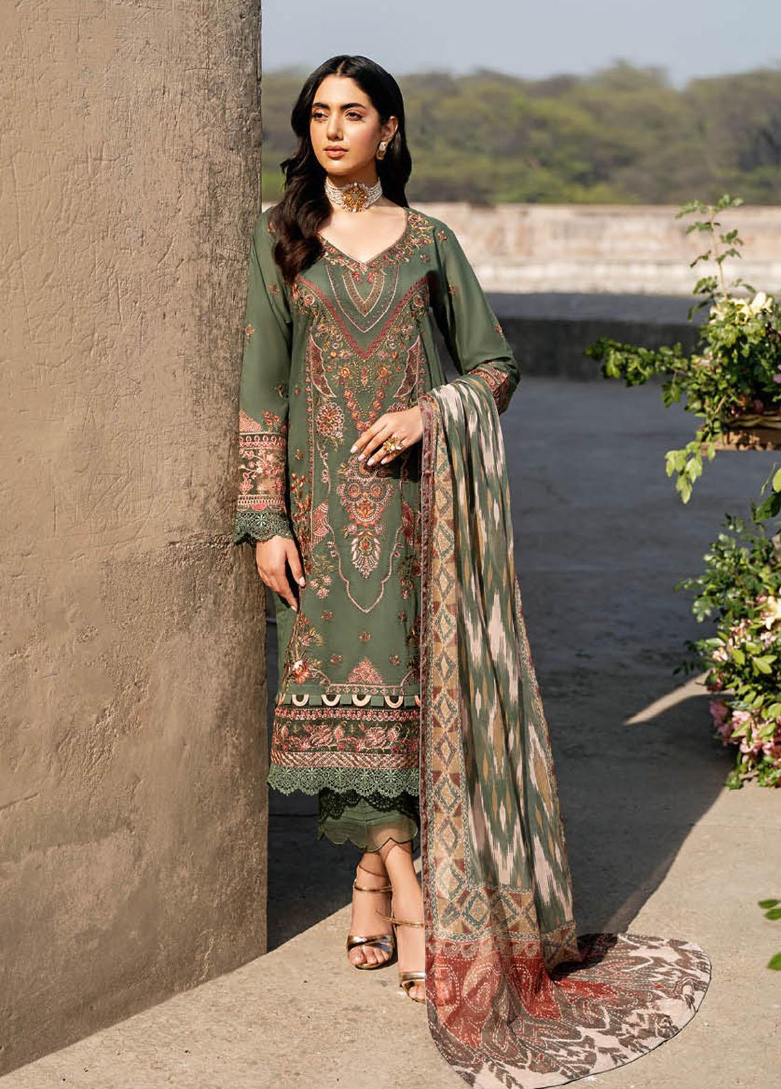Andaaz By Ramsha Embroidered Lawn Unstitched 3 Piece Suit - 02 Andaaz By Ramsha Embroidered Lawn Unstitched 3 Piece Suit - 02