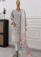 Anmol By HZ Textile Chikankari Embroidered Lawn 3 Piece Unstitched Suit HZ25A ACE-1072