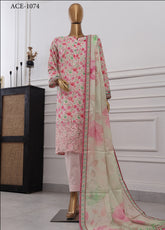 Anmol By HZ Textile Chikankari Embroidered Lawn 3 Piece Unstitched Suit HZ25A ACE-1074