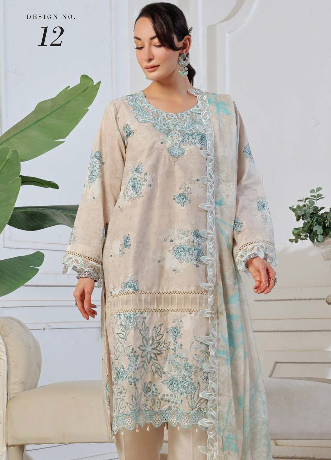 Applique Kari By Alzohaib Embroidered Lawn 3 Piece Unstitched Suit AZ25AK D-12 Applique Kari By Alzohaib Embroidered Lawn 3 Piece Unstitched Suit AZ25AK D-12