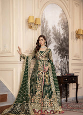 Areesha Luxury Embroidered Organza 3 Piece Unstitched Suit ARE25LC D-02 EMERALD GLOW