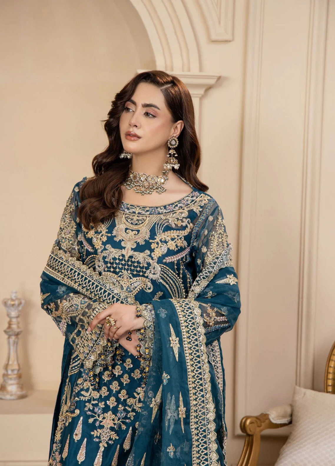 Areesha Luxury Embroidered Organza 3 Piece Unstitched Suit ARE25LC D-05 ROYAL BLUE Areesha Luxury Embroidered Organza 3 Piece Unstitched Suit ARE25LC D-05 ROYAL BLUE
