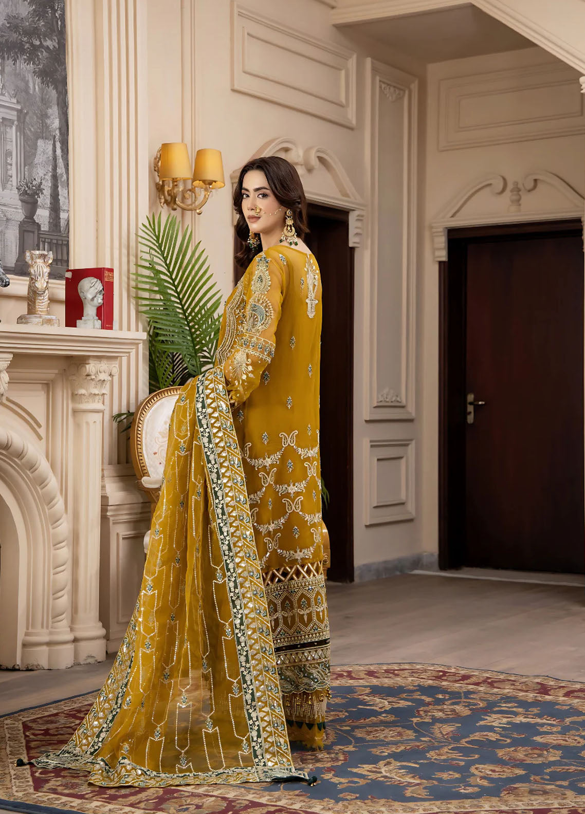 Areesha Luxury Embroidered Organza 3 Piece Unstitched Suit ARE25LC D-07 MARIGOLD SPARK Areesha Luxury Embroidered Organza 3 Piece Unstitched Suit ARE25LC D-07 MARIGOLD SPARK