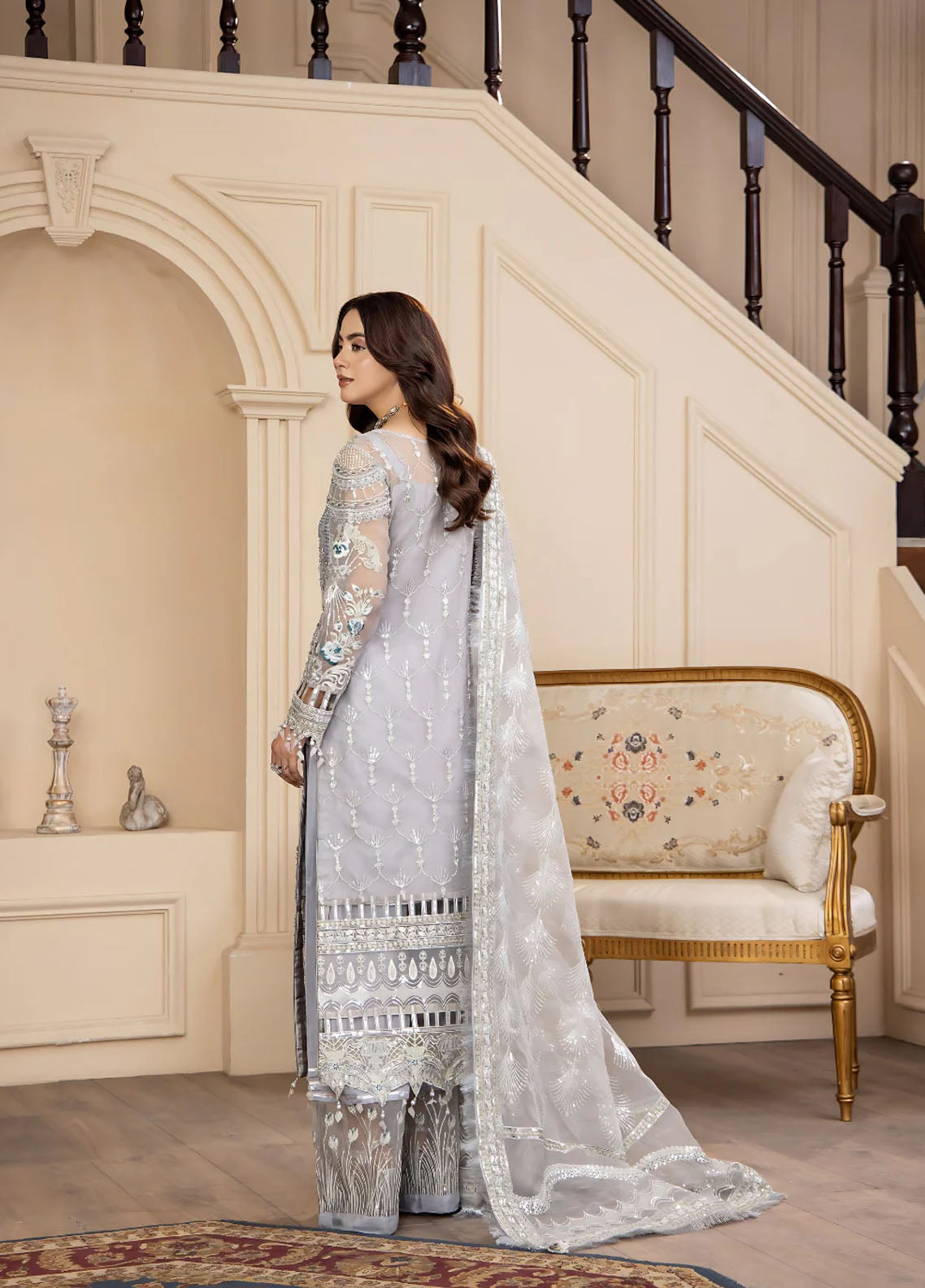 Areesha Luxury Embroidered Organza 3 Piece Unstitched Suit ARE25LC D-08 PLATINUM GLOW Areesha Luxury Embroidered Organza 3 Piece Unstitched Suit ARE25LC D-08 PLATINUM GLOW