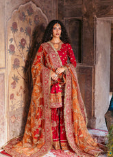 Arzoo By Zarqash Festive Embroidered Raw Silk 3 Piece Unstitched Suit ZQ25AF D-04 RUBAB