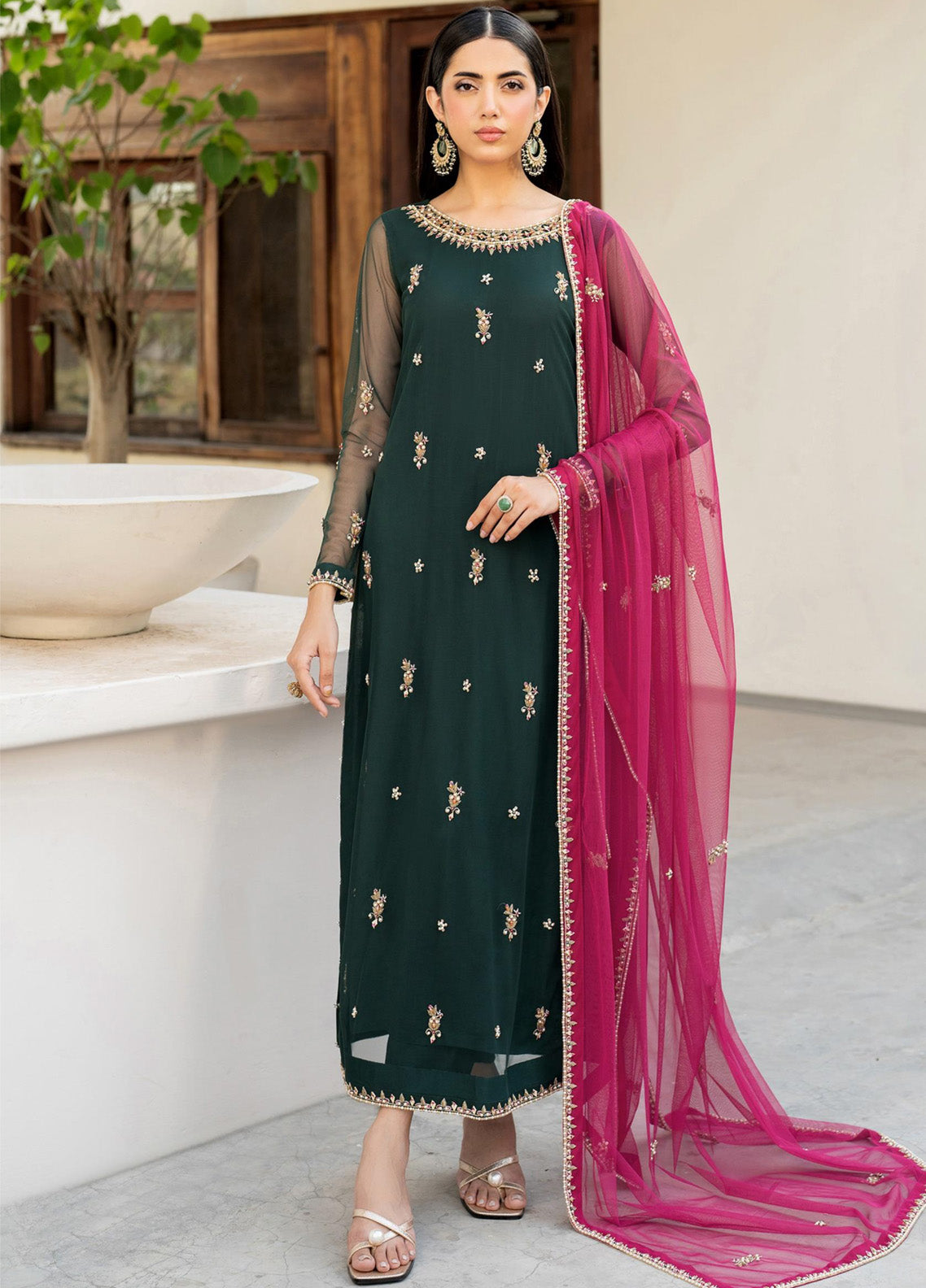 Arzou By Zarif Embroidered Net 3 Piece Unstitched Suit ZF25AF D-HW-03 RAYA Arzou By Zarif Embroidered Net 3 Piece Unstitched Suit ZF25AF D-HW-03 RAYA