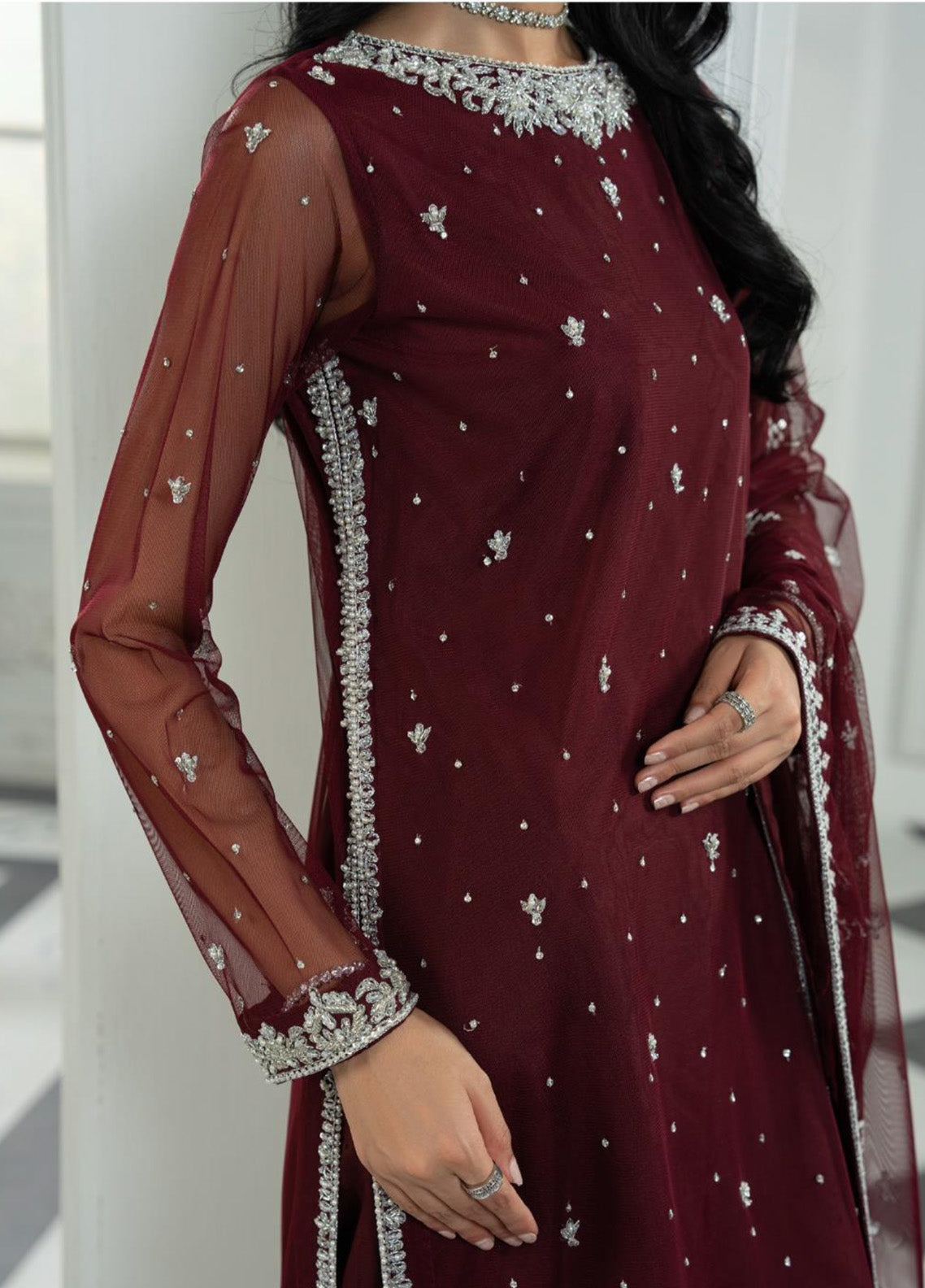 Arzou By Zarif Embroidered Net 3 Piece Unstitched Suit ZF25AF D-HW-04 SOLENA Arzou By Zarif Embroidered Net 3 Piece Unstitched Suit ZF25AF D-HW-04 SOLENA