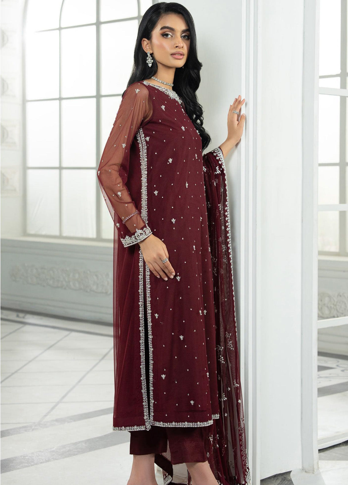 Arzou By Zarif Embroidered Net 3 Piece Unstitched Suit ZF25AF D-HW-04 SOLENA Arzou By Zarif Embroidered Net 3 Piece Unstitched Suit ZF25AF D-HW-04 SOLENA