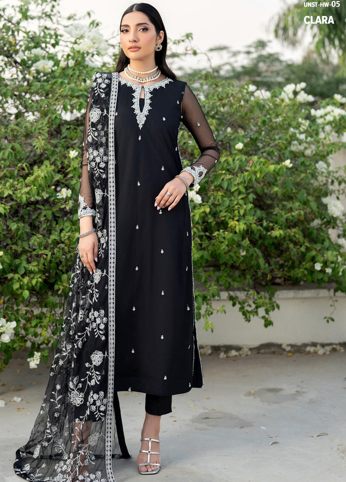 Arzou By Zarif Embroidered Net 3 Piece Unstitched Suit ZF25AF D-HW-05 CLARA Arzou By Zarif Embroidered Net 3 Piece Unstitched Suit ZF25AF D-HW-05 CLARA