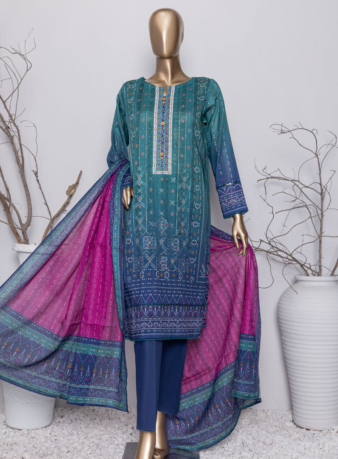 Asasa By HZ Textile Digital Embroidered Lawn 3 Piece Unstitched Suit HZ24AV4 AEL-46 Asasa By HZ Textile Digital Embroidered Lawn 3 Piece Unstitched Suit HZ24AV4 AEL-46