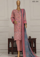 Asasa HZ Textile Digital Printed Embroidered Lawn 3 Piece Unstitched Suit HZ25AV1 AEL-261