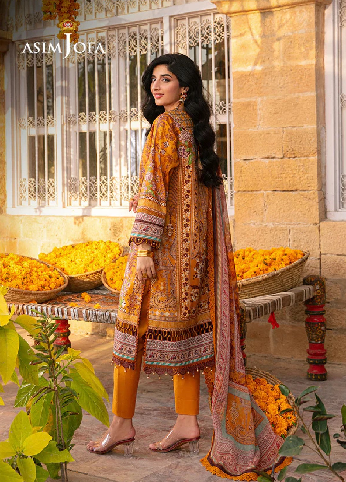 Asim Jofa Embroidered Lawn 3 Piece Unstitched Suit AJ25EL AJAR-15 Asim Jofa Embroidered Lawn 3 Piece Unstitched Suit AJ25EL AJAR-15