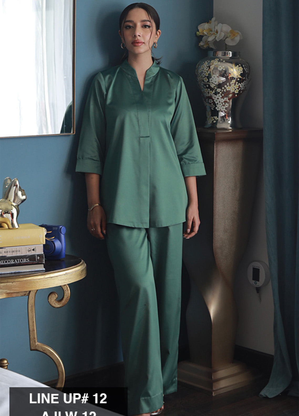 Asim Jofa Lounge Wear Satin Silk 2 Piece Stitched Suit AJ24LW AJLW-12 Asim Jofa Lounge Wear Satin Silk 2 Piece Stitched Suit AJ24LW AJLW-12