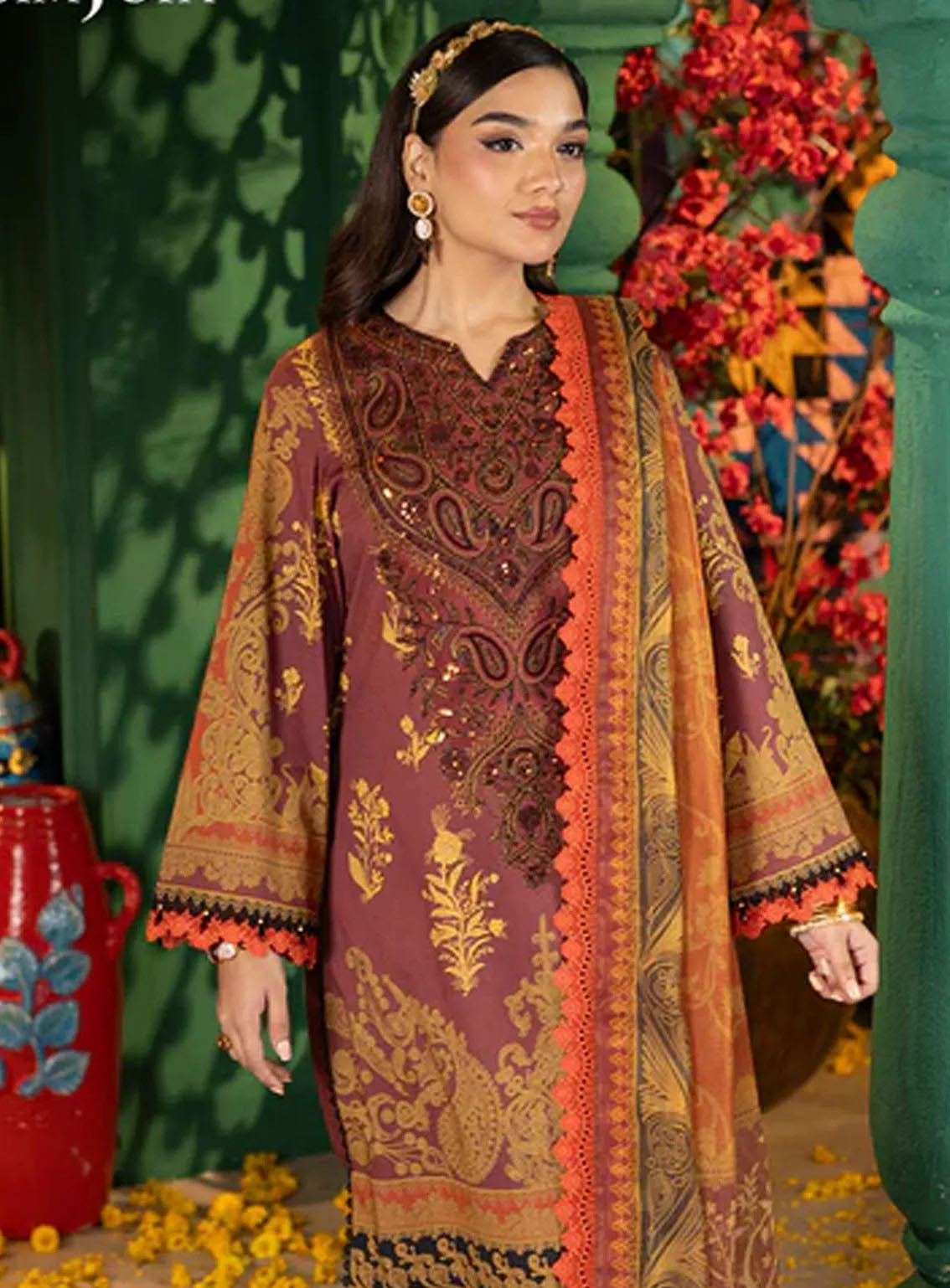 Asra By Asim Jofa Eid Festive Jacquard 3 Piece Unstitched Suit AJ24AE AJRA-04 Asra By Asim Jofa Eid Festive Jacquard 3 Piece Unstitched Suit AJ24AE AJRA-04