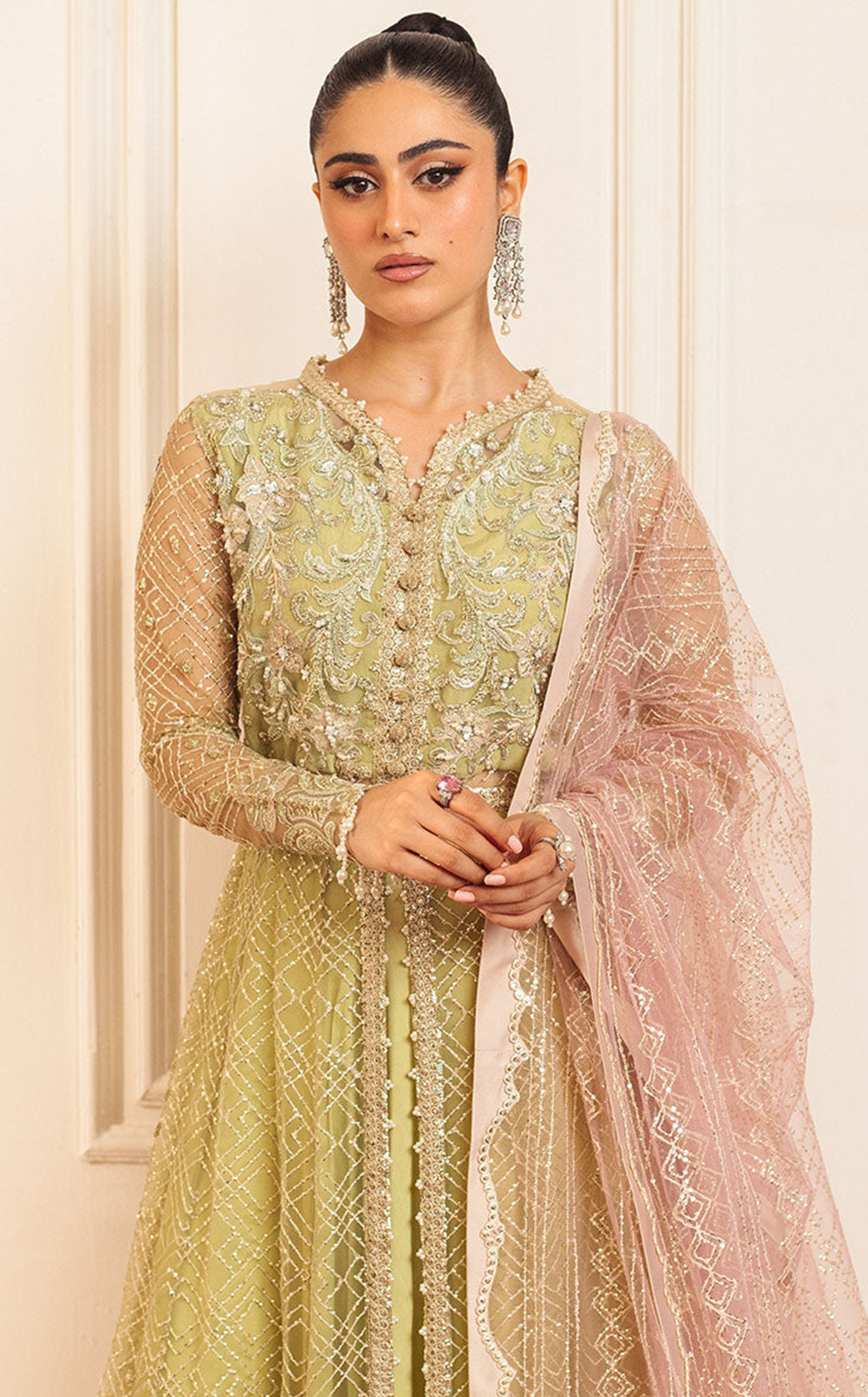 Aura By Mushq Embroidered Net 4 Piece Unstitched Suit MQ24HA D-02 WASABI Aura By Mushq Embroidered Net 4 Piece Unstitched Suit MQ24HA D-02 WASABI
