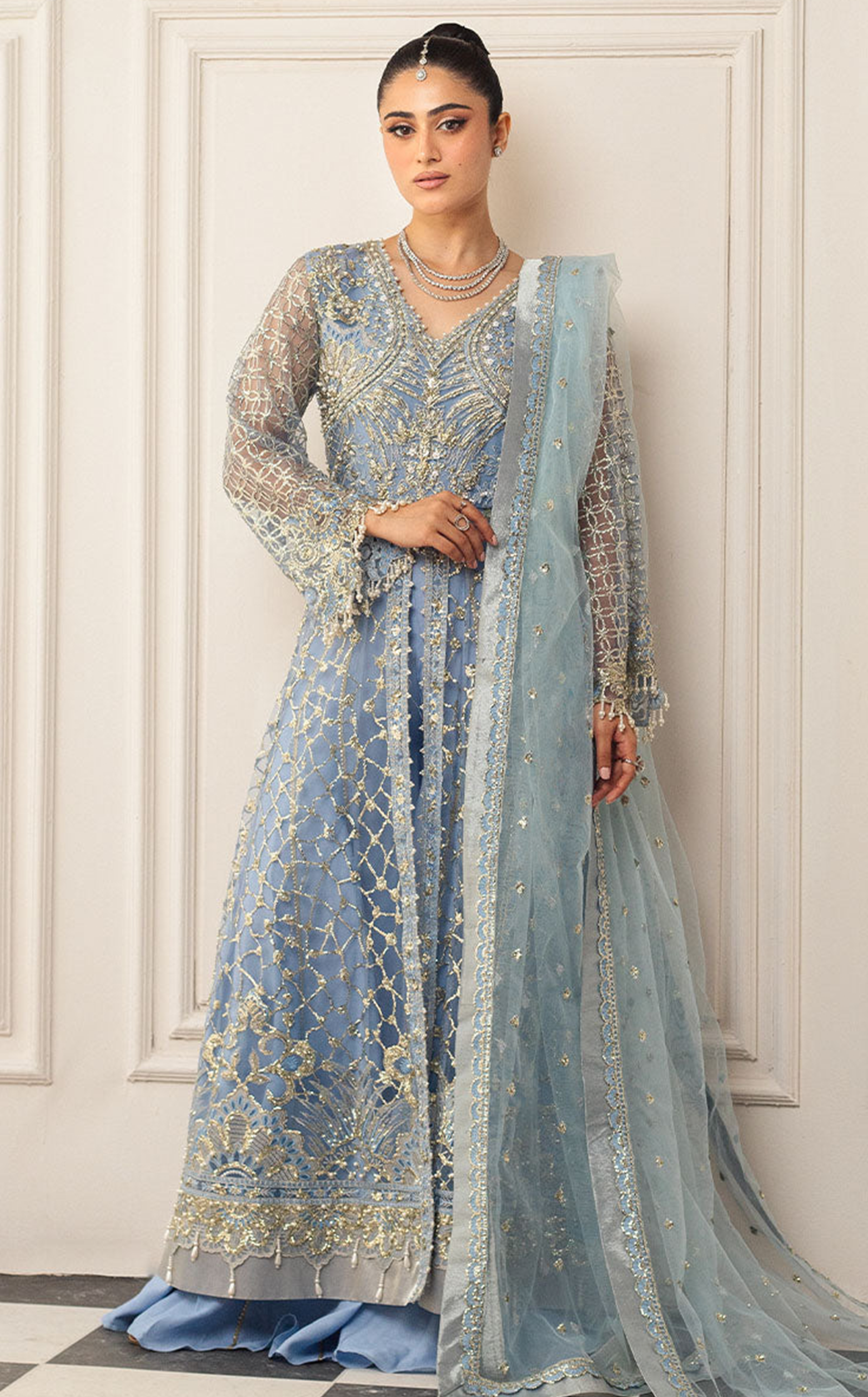 Aura By Mushq Embroidered Net 4 Piece Unstitched Suit MQ24HA D-04 PERIWINKLE Aura By Mushq Embroidered Net 4 Piece Unstitched Suit MQ24HA D-04 PERIWINKLE