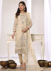Aura By Soghat Creation Luxury Embroidered Chiffon 3 Piece Unstitched Suit SC26A D-LC-01