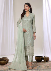 Aura By Soghat Creation Luxury Embroidered Chiffon 3 Piece Unstitched Suit SC26A D-LC-03