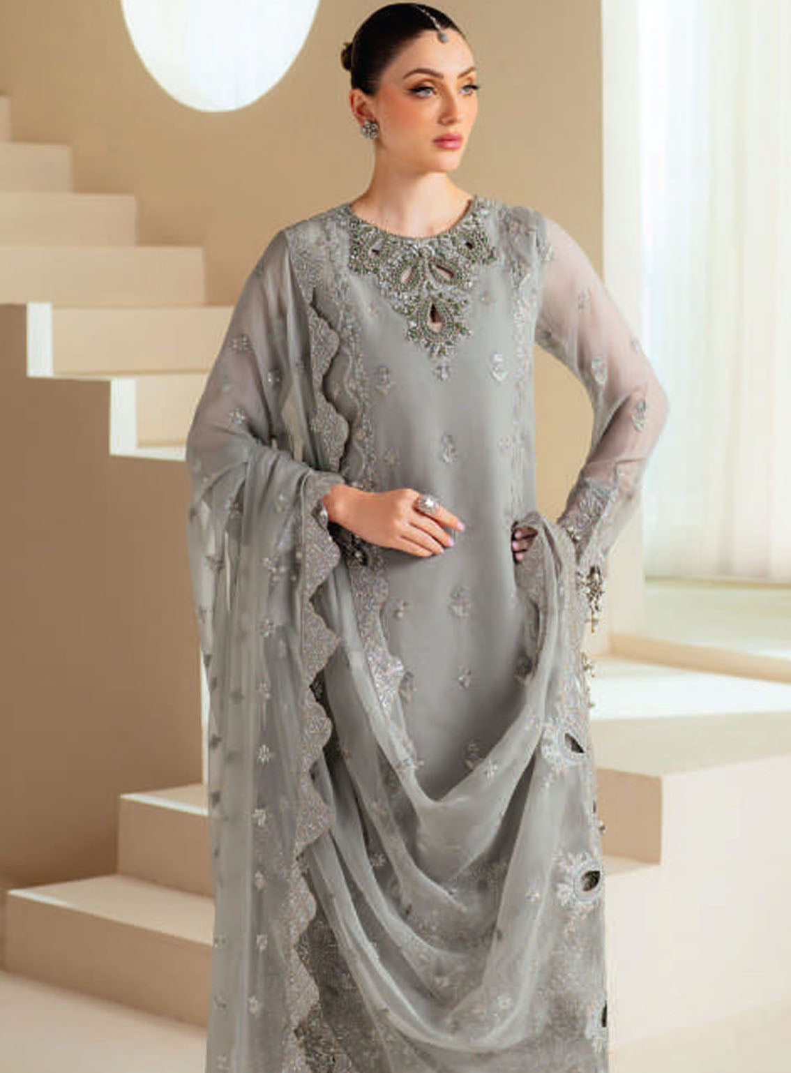 Aymal By Alizeh Embroidered Chiffon 3 Piece Unstitched Suit AF25A D-4046 AHVI Aymal By Alizeh Embroidered Chiffon 3 Piece Unstitched Suit AF25A D-4046 AHVI