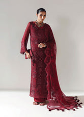 Aymal By Alizeh Fashion Luxury Embroidered Chiffon 3 Piece Unstitched Suit AF25AV2 D-02 RIKA-MRN