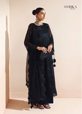 Aymal By Alizeh Fashion Luxury Embroidered Chiffon 3 Piece Unstitched Suit AF25AV2 D-03 RIKA-BLK