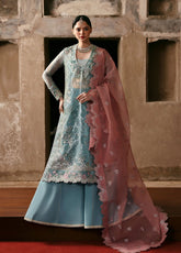 Ayzel By Afrozeh Kaashvi Embroidered Organza 3 Piece Unstitched Suit AF25KW D-04 RAVINA