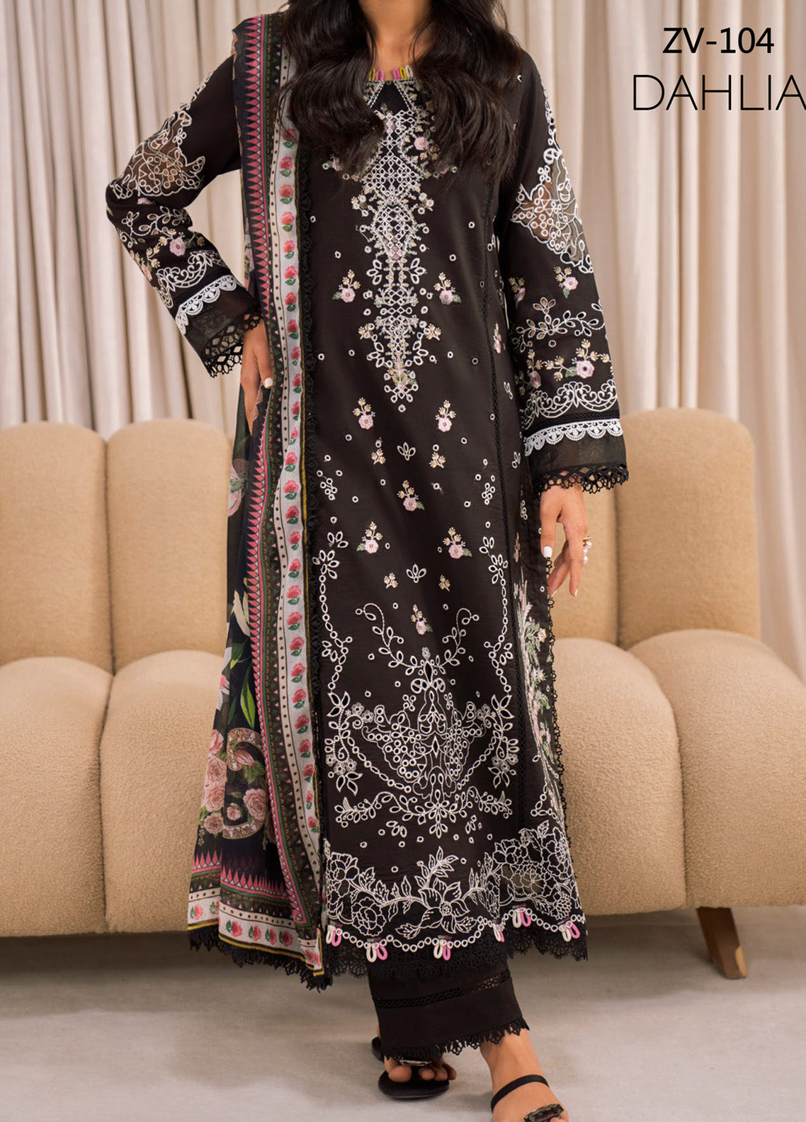 Azalea By Zavi Embroidered Lawn 3 Piece Unstitched Suit ZV25AL D-104 Azalea By Zavi Embroidered Lawn 3 Piece Unstitched Suit ZV25AL D-104